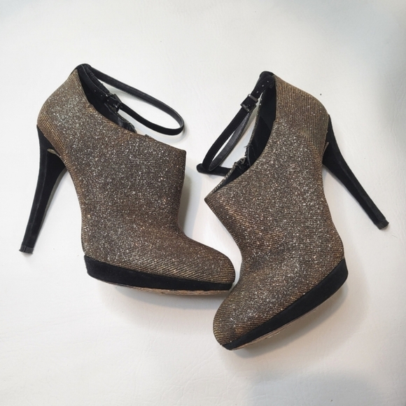 B Brian Atwood Fruitera ankle booties sparkly fabric ankle strap size 6.5 - Picture 2 of 12